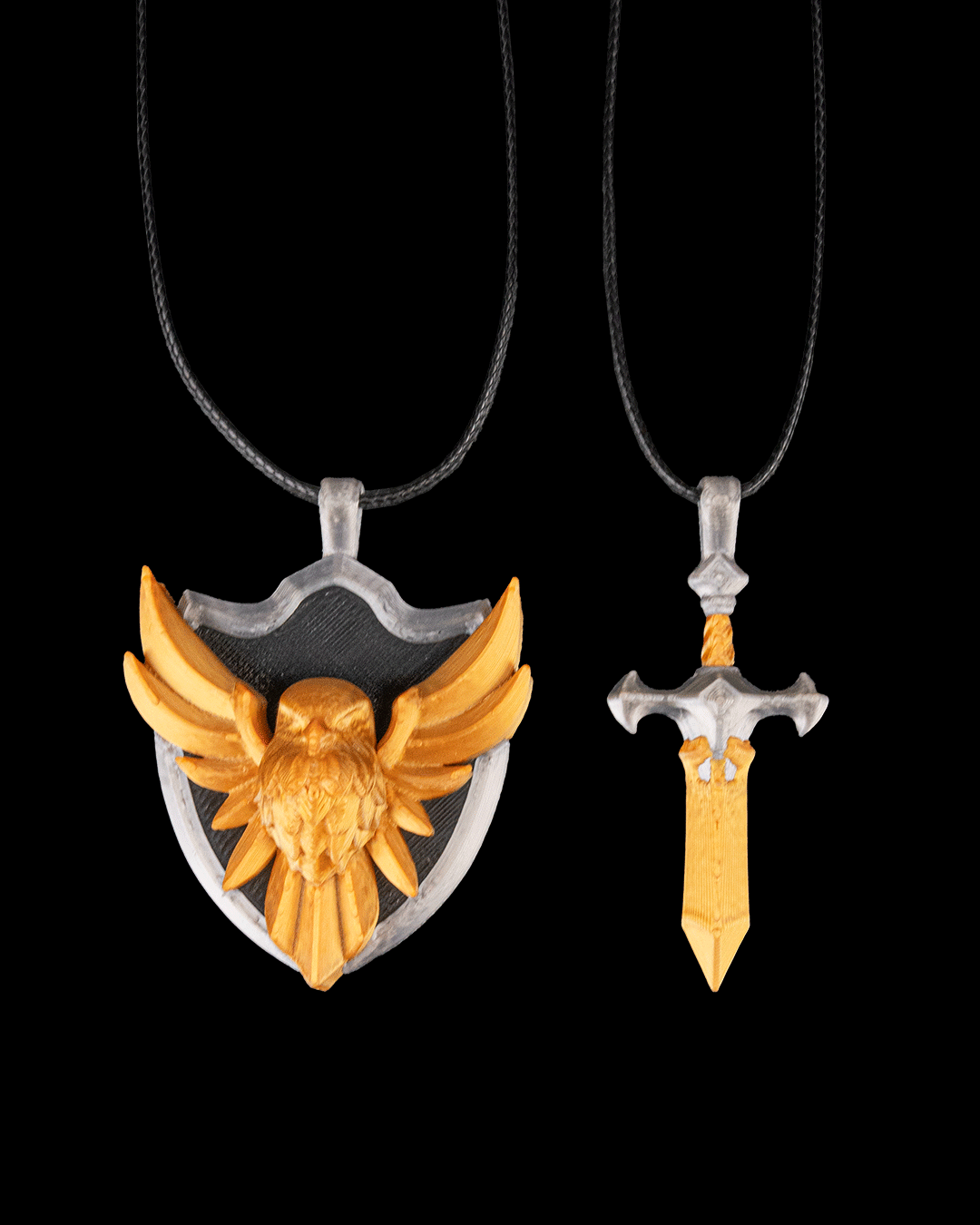 3457 - Steel & Feather - Pendants